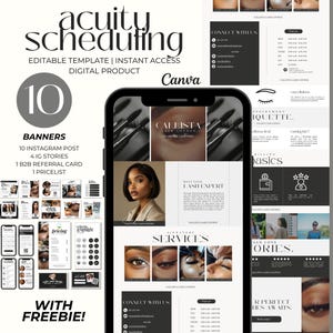 Modern Acuity Scheduling Website Template Lash Tech Acuity Booking Site DIY White Canva Acuity Editable Website Banner Branding Lash Kit