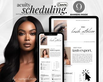 Lash Tech Scheduling Webbplats Minimalistisk Acuity Webbplats Ögonfransföretag Bokningssajt Franstekniker Canva Redigerbar Acuity Mall Vit