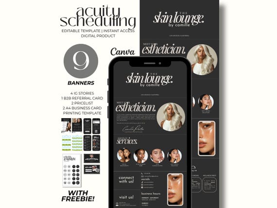 Acuity Scheduling Esthetician Template Website Booking DIY Editable Acuity Site Esthetician Service List Estheticians Appointment Book