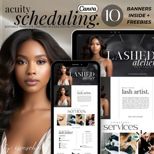 Modern Acuity Scheduling Website Template Lash Tech Acuity Booking Site DIY White Canva Acuity Editable Website Banner Branding Lash Kit
