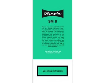 Olympia SM8 Typemachine Gebruikershandleiding Digitale PDF Gebruiksaanwijzing Gebruikershandleiding in het Engels