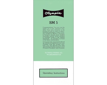 Olympia SM5 タイプライターのデジタル ユーザー マニュアル デジタル PDF 操作手順 ユーザー ガイド (英語)