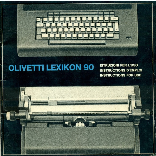 Olivetti Lexikon 90 Desktop Electric Typewriter User Manual Digital PDF Operating Instructions User Guide in English, Italian and French