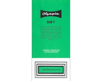 Manual de usuario digital para la máquina de escribir Olympia SM7 Manual de usuario digital en PDF Instrucciones de funcionamiento en inglés