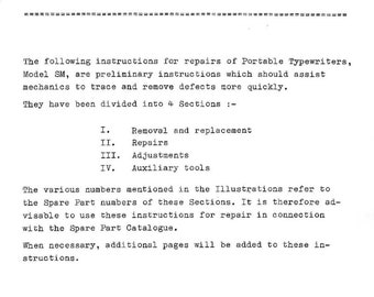 1955 Servicehandleiding voor Olympia SM2 SM3 en SM4 Typemachine Service- en reparatiehandleiding Digitale PDF-instructies in het Engels