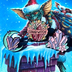 Lunar Witch Crystal Hat Pin Sets - Pastel Goth Enamel Pins