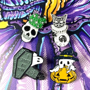 Spooky Halloween Hat Pins - Horror Goth Enamel Pins