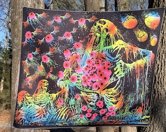 Occular Rift - Blacklight Goth Tapestry - Multicolor