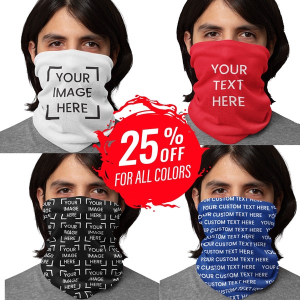 Custom Personalized Neck Gaiter Face Mask for Social-Distancing-Adult Multi-functional Face Covering,Scarf,Face Buff,Face Gaiter,Face Shield