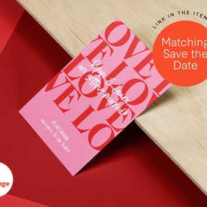 Pink and Red Wedding Invitation Template / Editable Modern Wedding ...