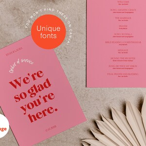 Blush Pink Order of Service / Colorful Bright Wedding / Editable Bold ...