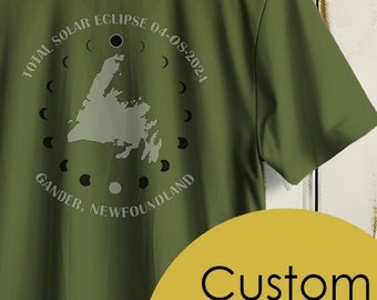 T-shirt éclipse totale de soleil personnalisé, choisissez votre ville, taille adulte et t-shirt enfant