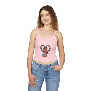 Karol G Album Tropicoqueta Camiseta Crop Top Sleeveless - Women&#39;s Spaghetti Strap Tank, Summer Party Tee, Music Festival Shirt, Latina