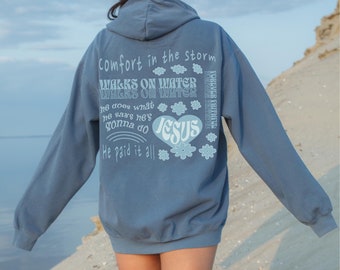 Trendy Christian Beachy Hoodie, Jesus Sweatshirt, Christian Preppy Hoodie, Christian Gifts for Women, Christian Streetwear, Comfort Colors