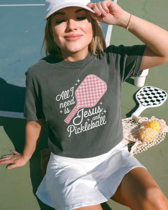 All I Need is Jesus and Pickleball Comfort Colors T-shirt, Athletic Tee, Christian Sports Shirt, Religious Top, Gift for Her