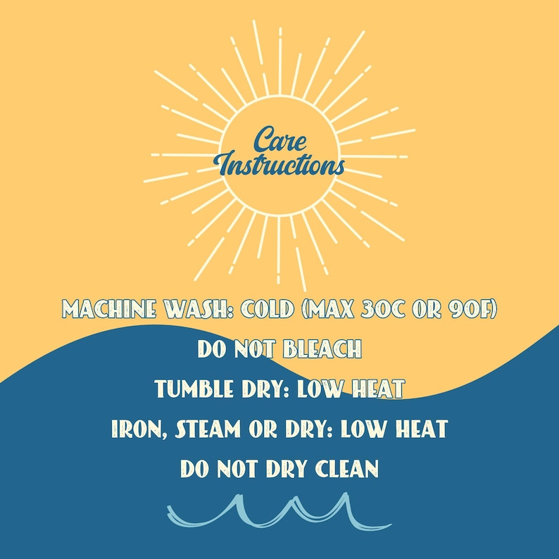 May include: Care instructions for a garment: Machine wash cold (max 30&deg;C or 90&deg;F), do not bleach, tumble dry on a low heat, iron, steam or dry on a low heat, do not dry clean.