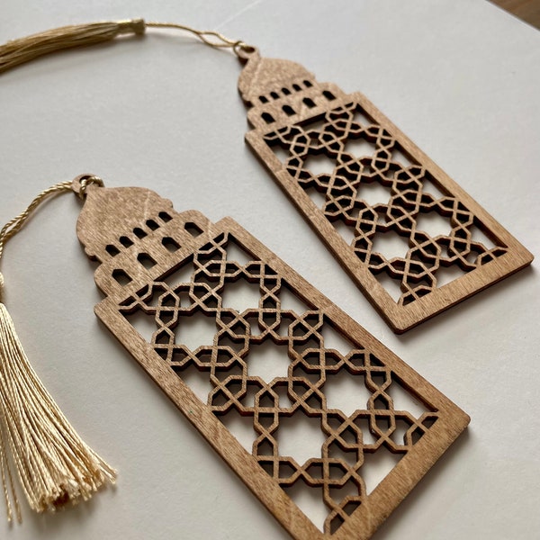 Mosque Dome Wooden Bookmark, Islamic Geometric Art Bookmark, Islamic Art Bookmark,