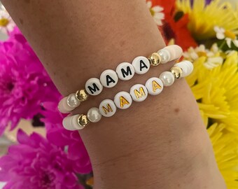 Pulseras con cuentas MAMA / regalo de nueva mamá / regalo de baby shower / madre / regalo personalizado de mamá / nuevo bebé / pulsera de mamá / regalos Nan / negocio irlandés