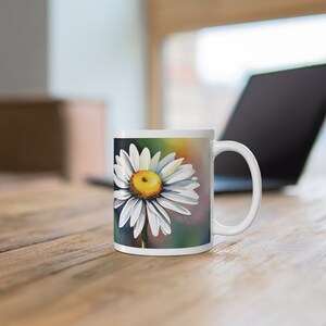 Daisy Flower Mug, Watercolor Birth Flower Series, April Birth Month Gift