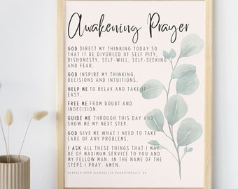 On Awakening Prayer Off White - DIGITAL DOWNLOAD - Sobriety - Recovery Quotes - 5x7 8x10 11x14 18x24