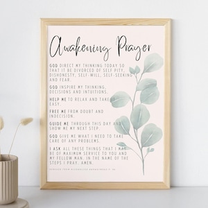 On Awakening Prayer Off White - DIGITAL DOWNLOAD - Sobriety - Recovery Quotes - 5x7 8x10 11x14 18x24