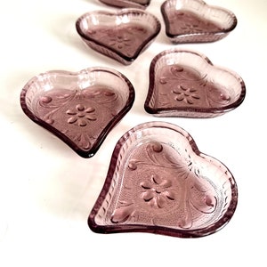 Vintage Indiana Glass Amethyst Tiara glass Heart shaped candy/trinket dish.