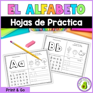 Letras del Alfabeto | Hojas de Práctica Preescolar | El Abecedario | En español | Spanish Alphabet Letter Activities Worksheets | PDF