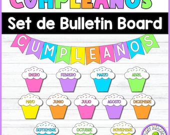 Spanish Birthday Bulletin Board Set: Classroom Decor (Digital Download))