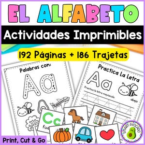 Spanish Alphabet Worksheets PDF | Actividades del Alfabeto en Español | 186 Hojas + Tarjetas  Lectoescritura Preescolar y Kinder, Abecedario