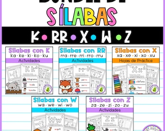 Spanish Syllables Printable Activities: K-2 Literacy (PDF Download) Sílabas con K, RR, X, W, Z