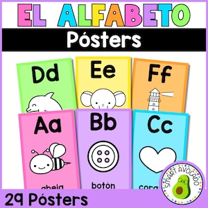Spanish Alphabet Posters: Colorful Classroom Decor (PDF Download, 6.5x10 in)