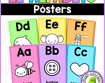 Spanish Alphabet Posters: Colorful Classroom Decor (PDF Download, 6.5x10 in)