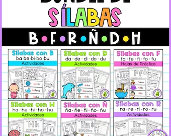 Spanish Syllables Printable Activities: K-2 Literacy (PDF Download) BUNDLE Sílabas con B,F,R,Ñ,D,H