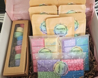 Wax Melt Mystery Box +Crystal | Gift Set Highly Scented Soy Wax Melts Bundle | Assorted Sample Box Home Fragrance Wax Tarts for Burner