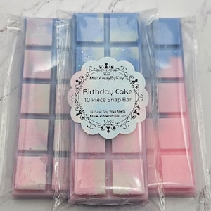 Birthday Cake Wax Melt Snap Bar- Sweet Food Scented Natural Soy Wax, Sparkly Shimmery Home Fragrance Gift for Wax Warmer, 5 or 10 Piece