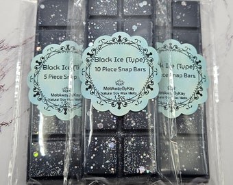 Black Ice Car Freshener Type Snap Bar Wax Melt Strong Scented Sparkly & Shimmery Natural Soy Wax Tart Home Fragrance Gift for Warmer 5 or 10