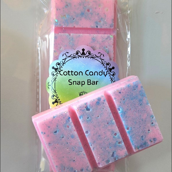 Cotton Candy Wax Melt Snap Bars, Strong Scented, Natural Soy Wax, Sparkly Shimmery Sweet Food Home Fragrance Gift for Wax Warmer, 1.5 oz