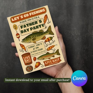 Invitación editable para el Día del Padre con temática de pesca: personalízala para el día especial de papá / Papá pescador / Invitación editable de pesca / Descarga instantánea