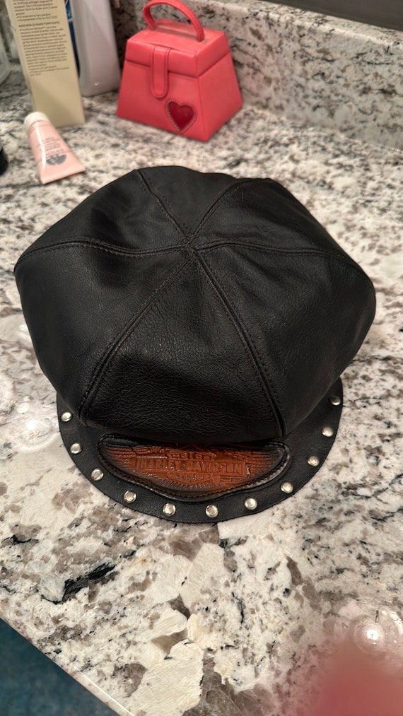 Vintage Leather Harley-Davidson Cap