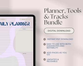 Digital Planner Bundle, Undated Planner, Monthly Weekly  Daily Digital Page Bundle, iPad Planner, GoodNotes, Notability, Habit Tracker