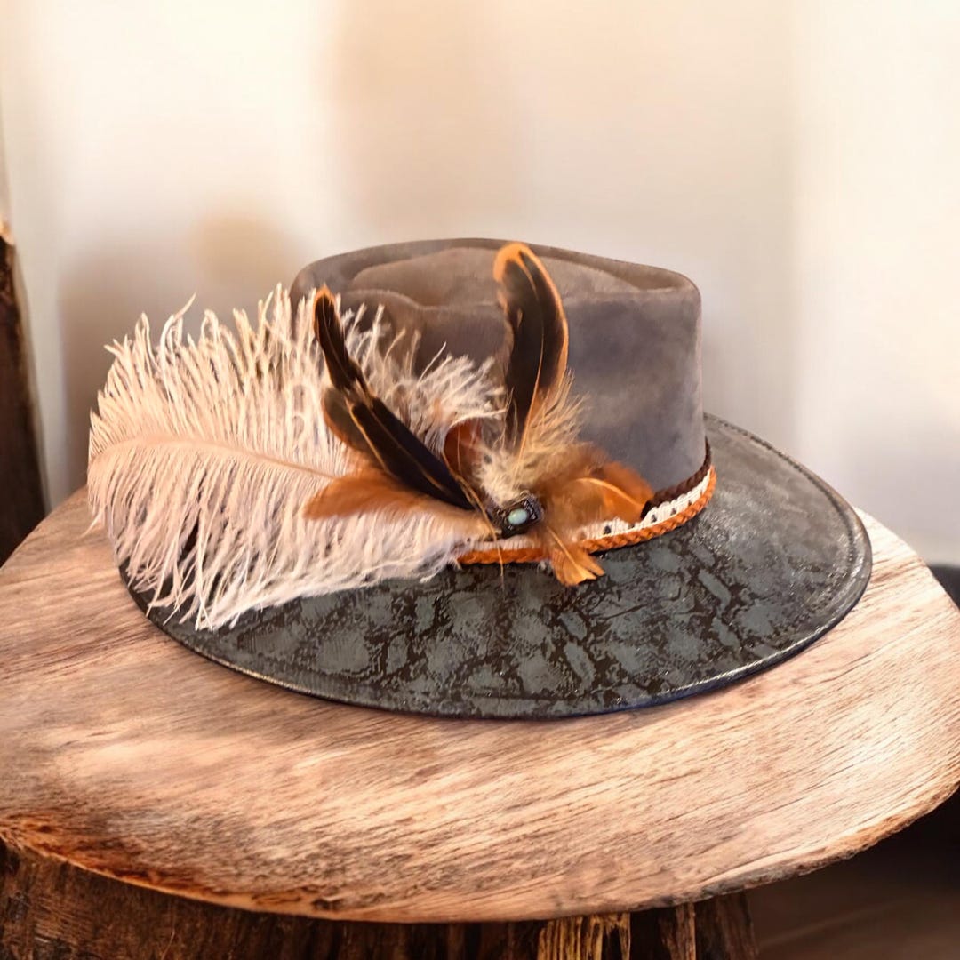 Grey Arrowhead Crown Cowgirl Hat - Etsy