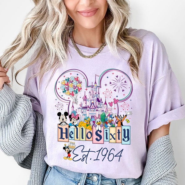 Custom Hello Sixty Est 1964 Disney Birthday Shirt, Personalized 60 Years Old Shirt, Mickey 60th Birthday Gift