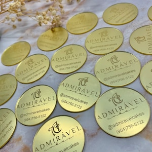 Acrylic Mirror Tags, Acrylic tags for bakers, Acrylic Charms, Acrylic Tags, Gold Acrylic Charm, Engraved Acrylic Tags, Branding, 1/16&quot; 2mm.