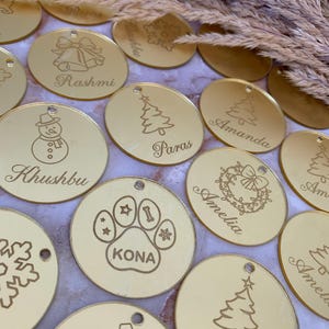 Custom Engraved Mirror Acrylic Christmas Ornaments - 1.5&quot; Tags