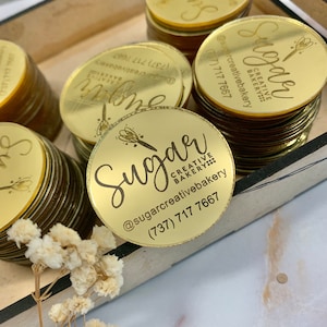 Acrylic Mirror Tags, Acrylic tags for bakers, Acrylic Charms, Acrylic Tags, Gold Acrylic Charm, Engraved Acrylic Tags, Branding, 1/16&quot; 2mm.