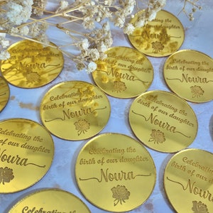 Custom Engraved Gold Mirror Acrylic Tags: 1.5&quot; Branding Charms