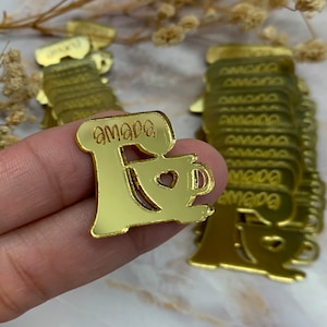 Acrylic Mirror Tags, Acrylic tags for bakers, Acrylic Charms, Acrylic Tags, Gold Acrylic Charm, Engraved Acrylic Tags, Branding, 1/16&quot; 2mm.