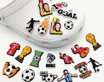Pendentifs pour chaussures de la Coupe du monde de Cristiano Ronaldo | Lionel Messi Jibbitz | Pendentif croco Ronaldo | Clips pour chaussures | Argentine | Paquet de 18 | Football | Football
