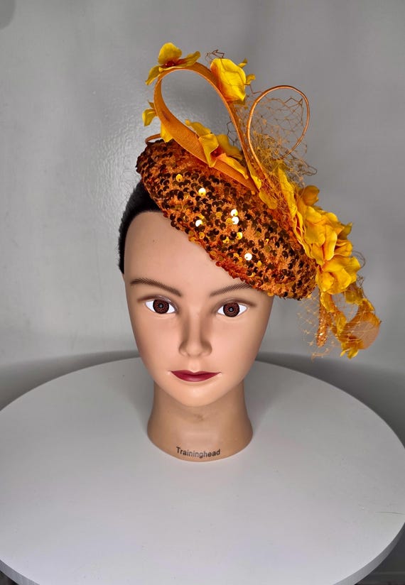 Yellow and Orange Decorative Hat Orange and Yellow Mini Top Hat, Rainbow Fascinator, READY to  main image 2
