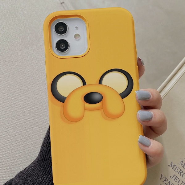 Phone case of Jake The Dog from Adventure Time for Iphone 11, 12, 13 and 14.